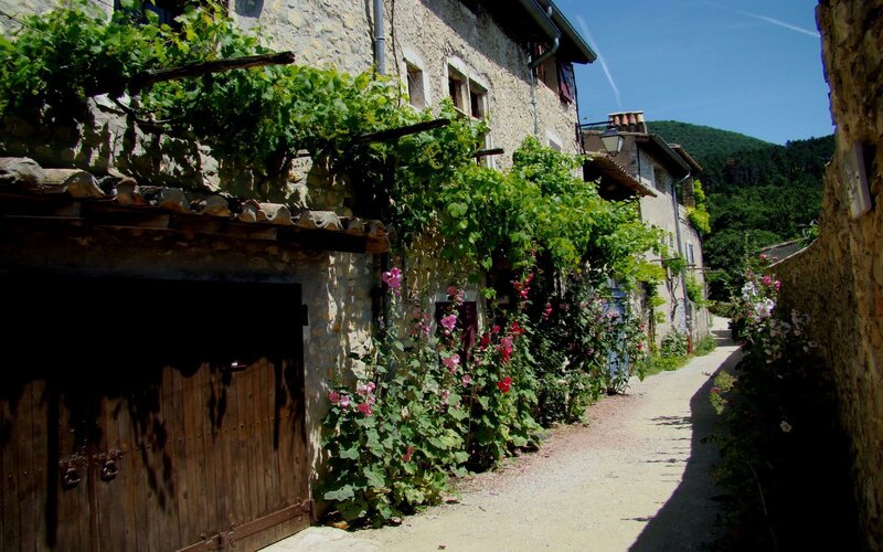 Quaint stone village alley