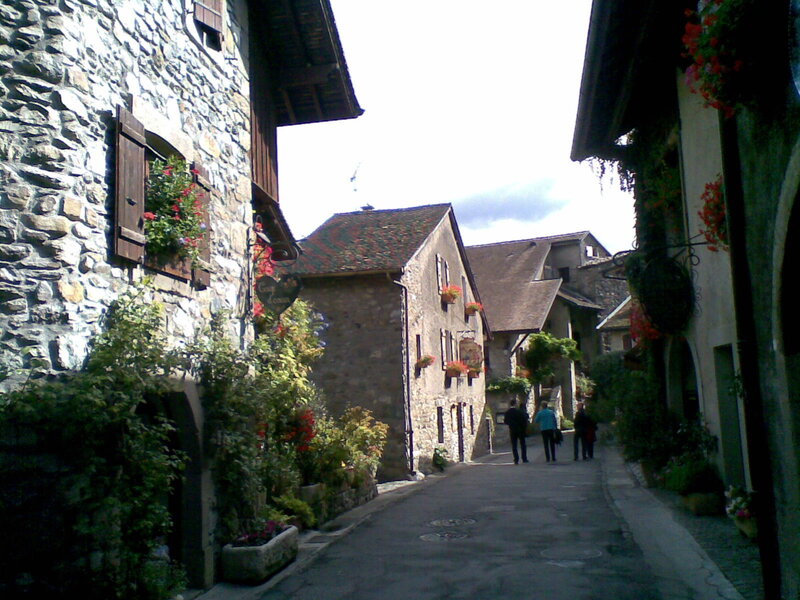 Quaint stone village street