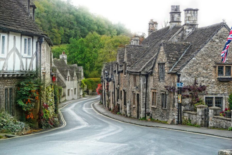 quaint village street in england