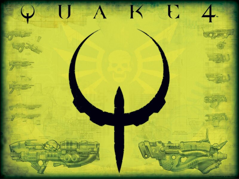 Quake 4 Logo and Weapons — Yellow, Dramatic