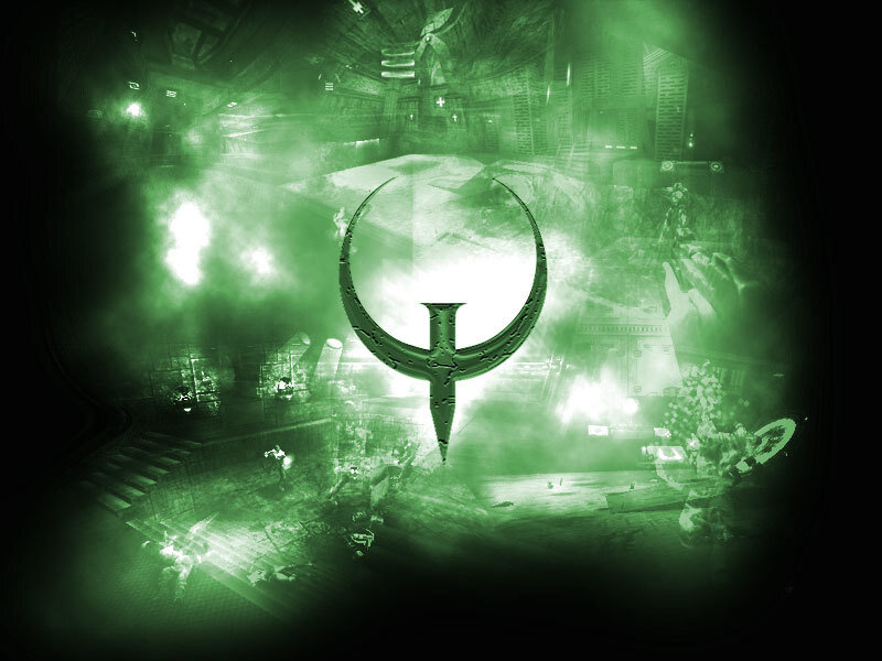 Quake logo in green night vision