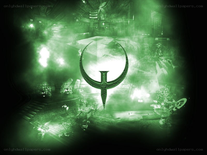 Quake logo in green night vision