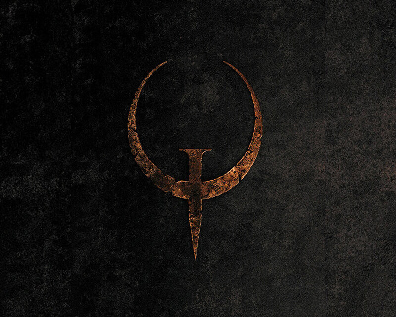 Quake Logo on Dark Background — Black