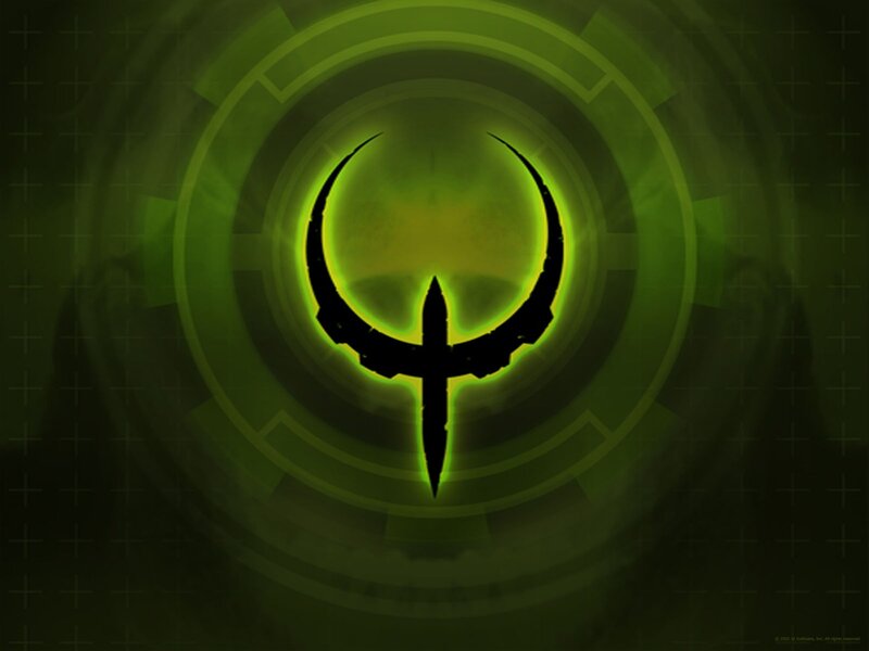 Quake logo on green background