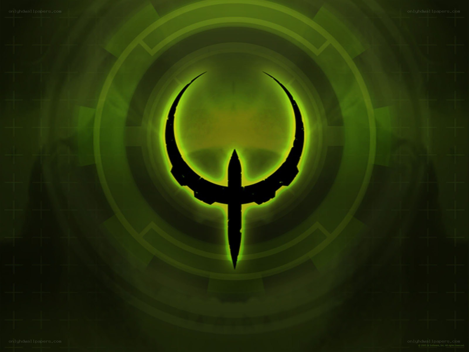 Quake logo on green background