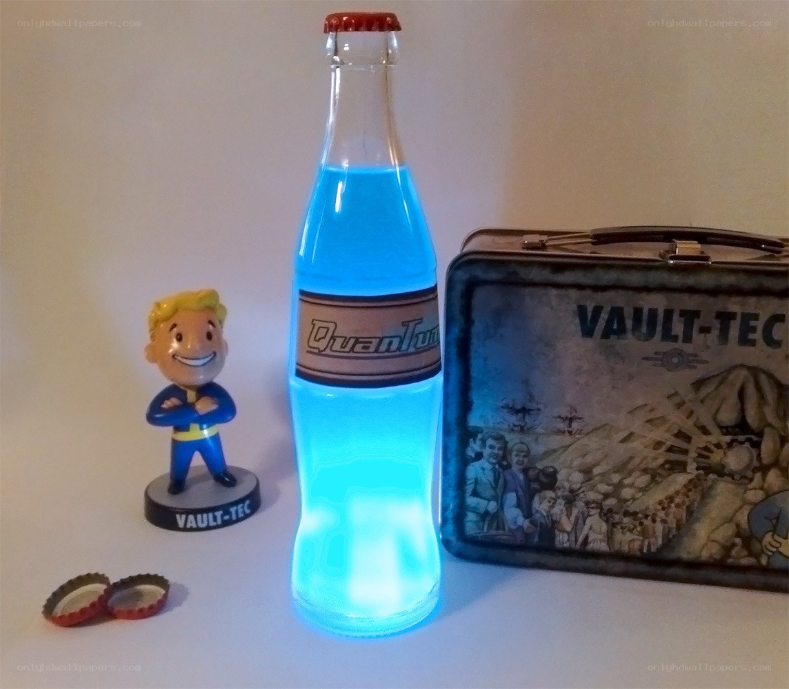 Quantum bottle and Vault-Boy figure