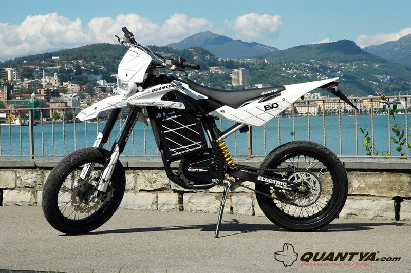 Quantya electric motorcycle by lake