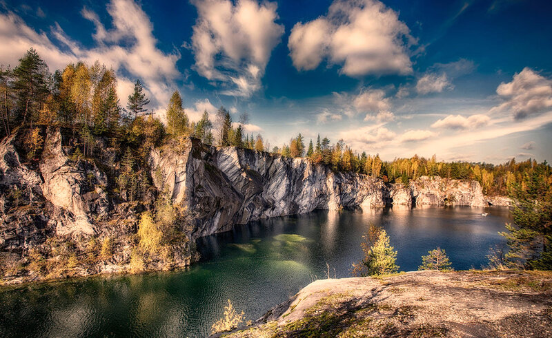 Quarry Lake with Cliffs — Blue