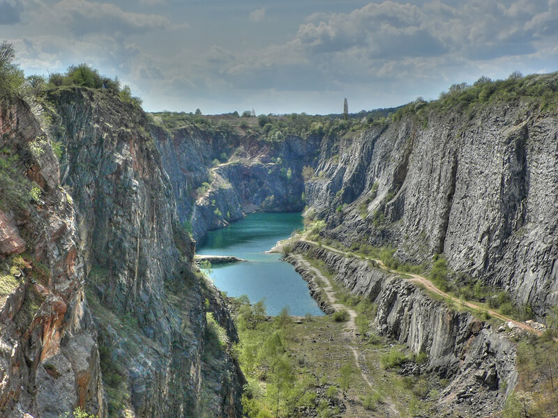quarry lake with steep cliffs