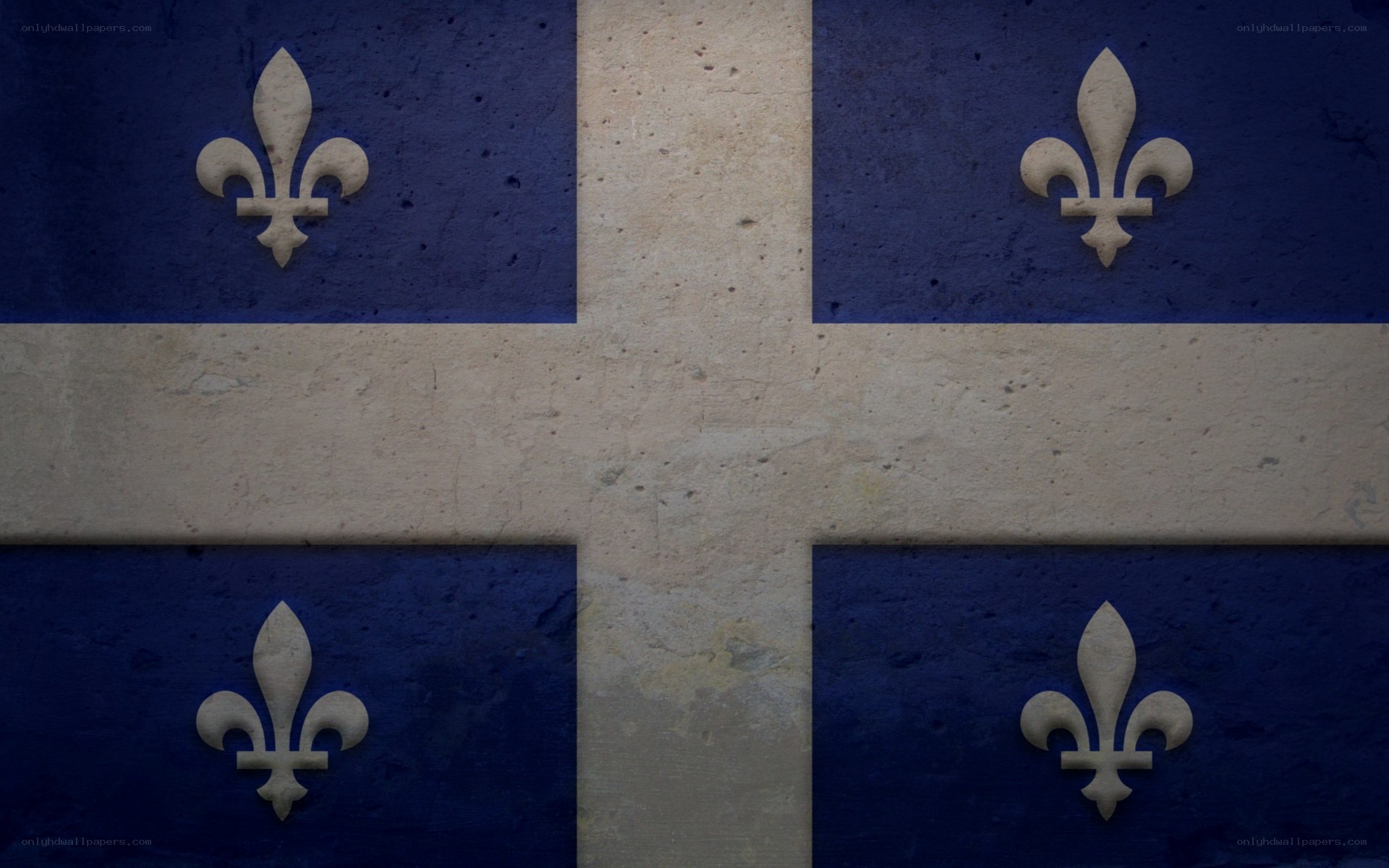 Quebec flag on textured wall
