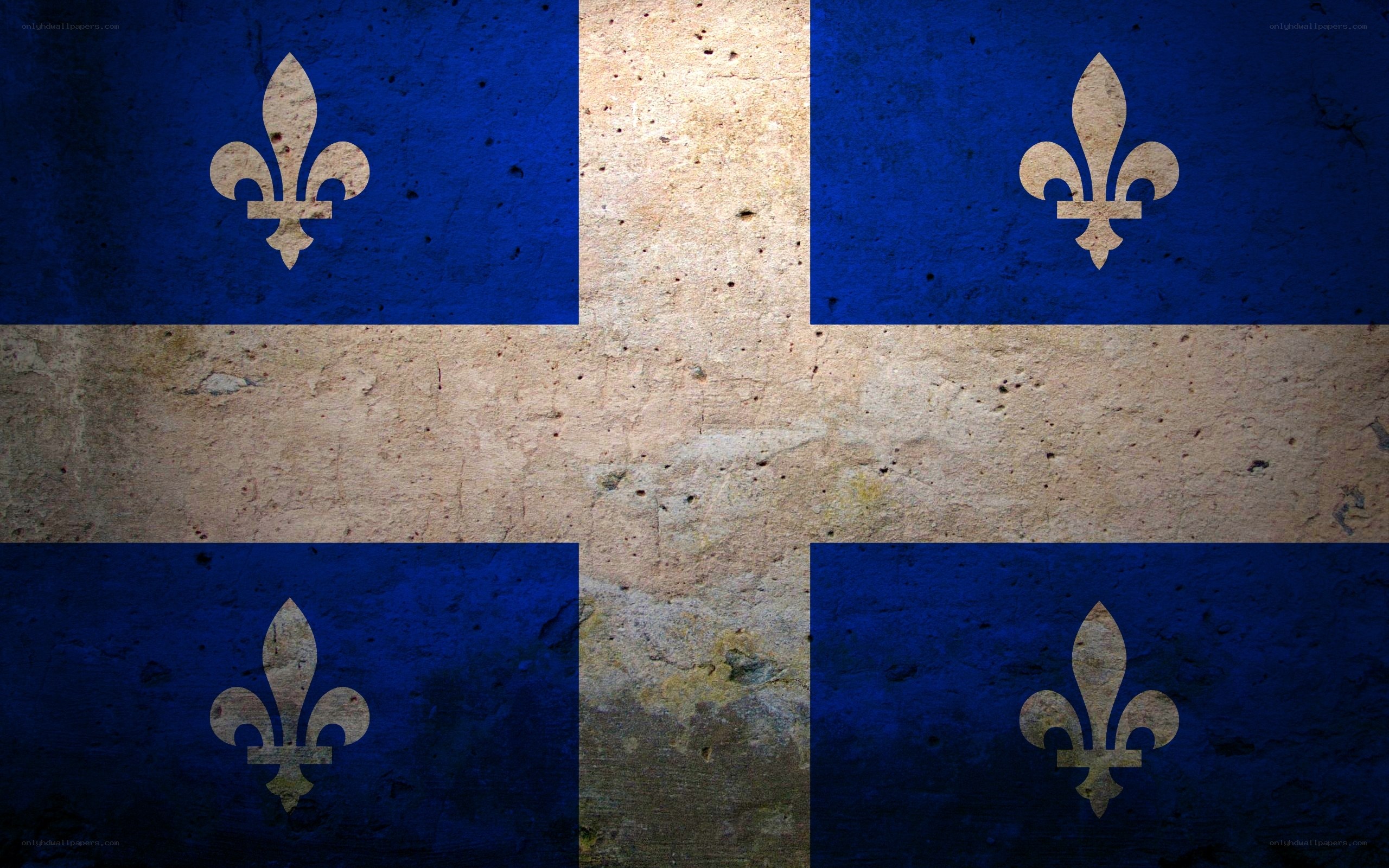 Quebec flag on textured wall