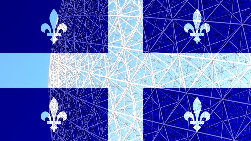 Quebec Flag with Structure
