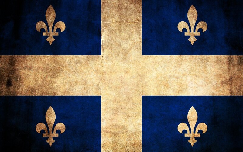 Quebec flag with vintage texture