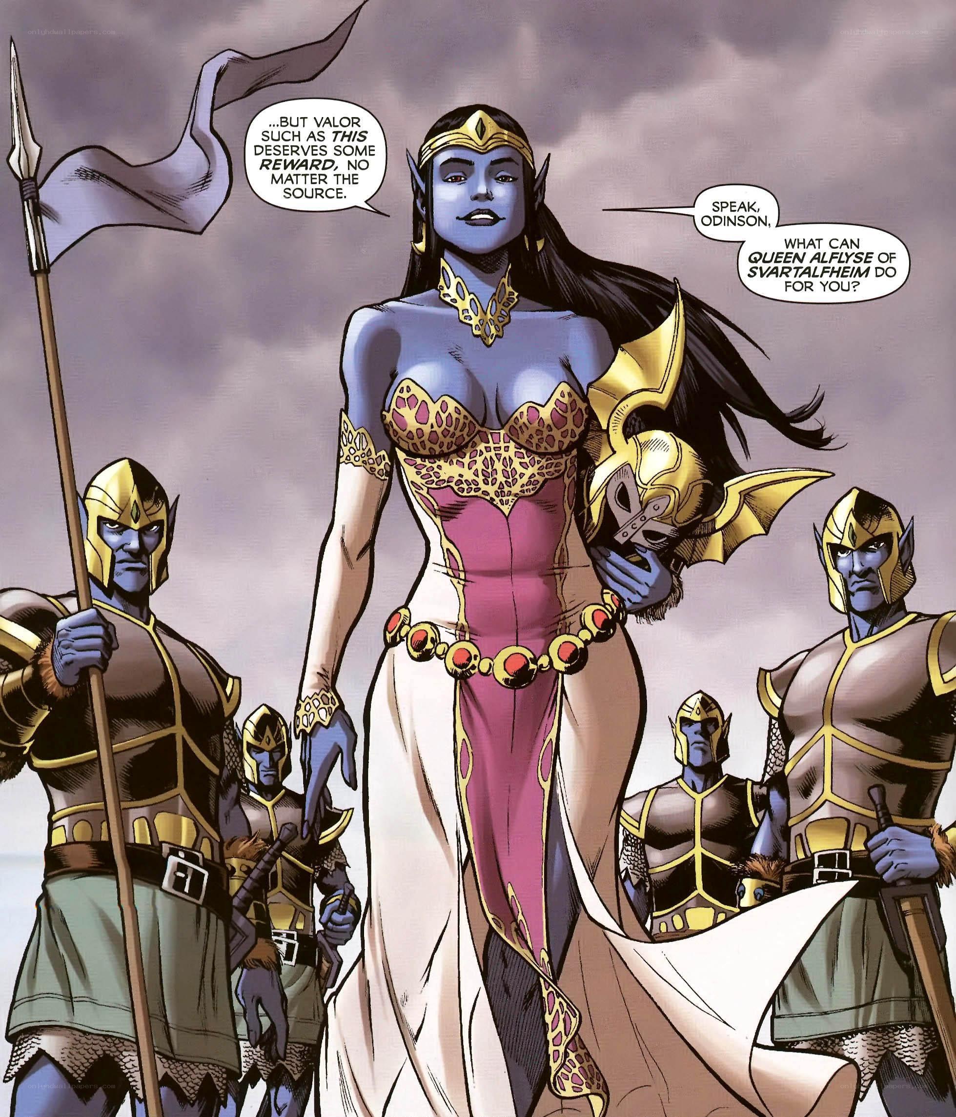 Queen Alfylse and her guards