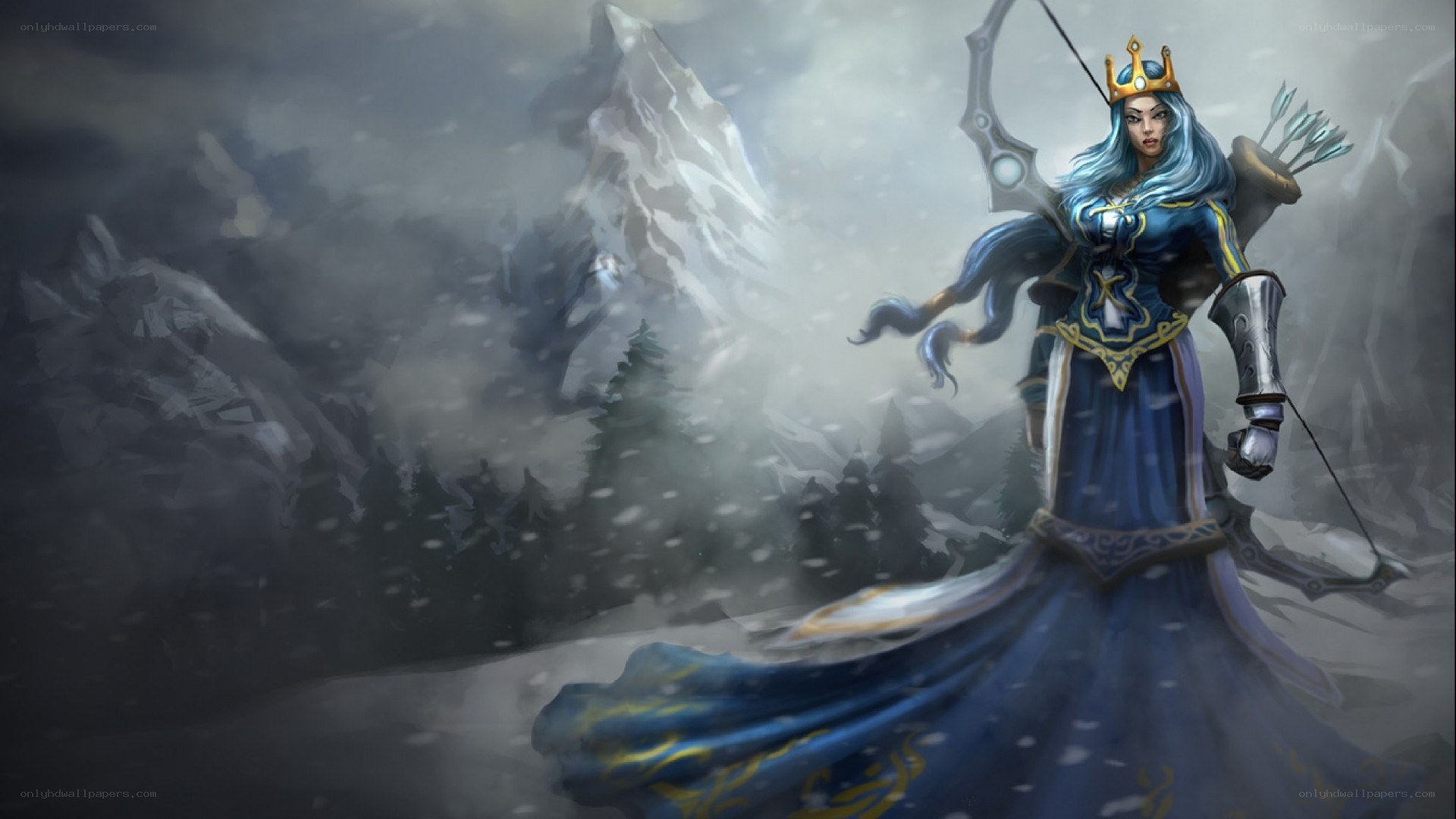 queen archer in snowy mountains