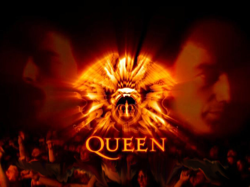 Queen band logo with crowd