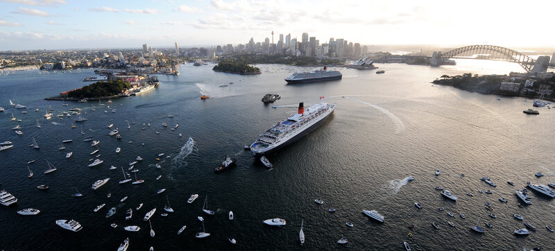 Queen Elizabeth cruise ship in Sydney Harbour