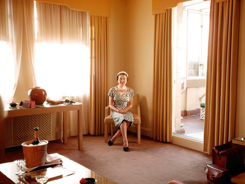 Queen Elizabeth II in a hotel room