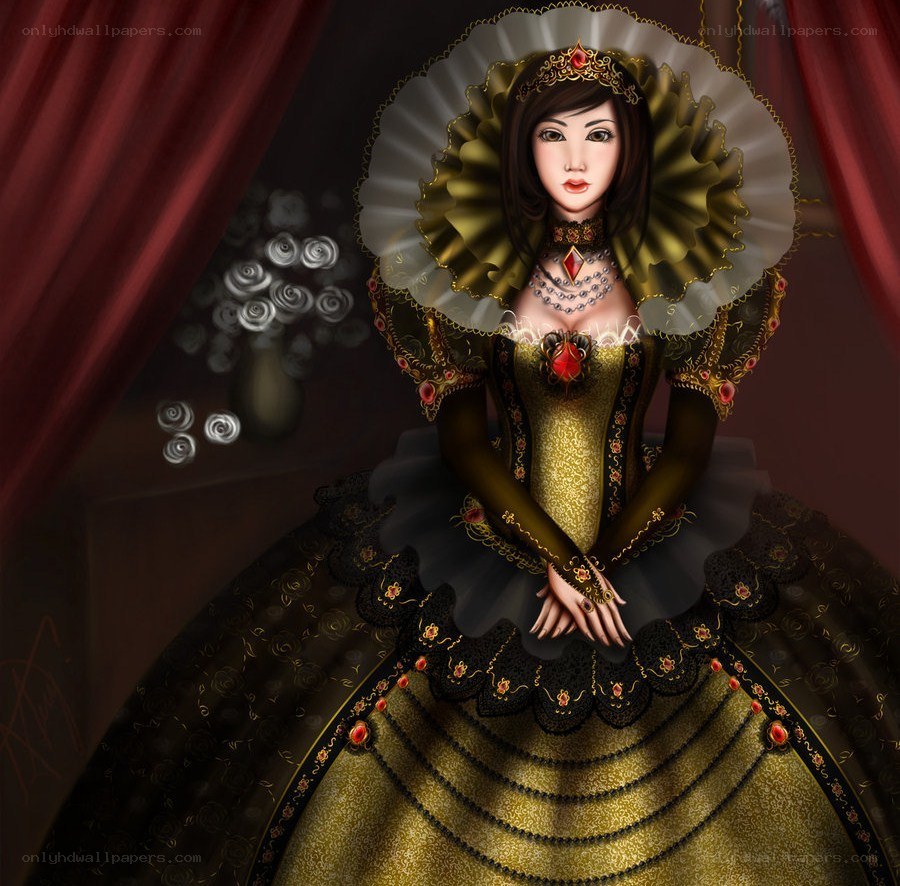 queen in ornate gown