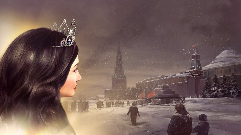 queen in snowy city