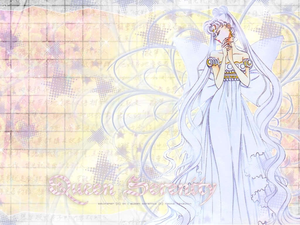 Queen Serenity in white gown