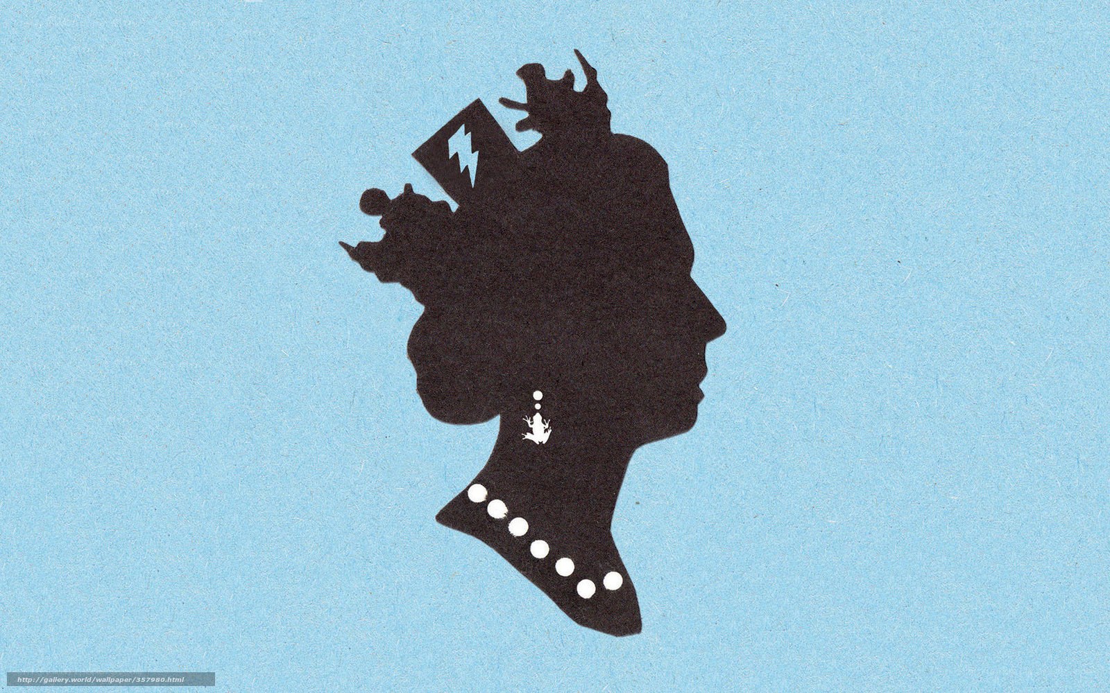 Queen silhouette with symbols