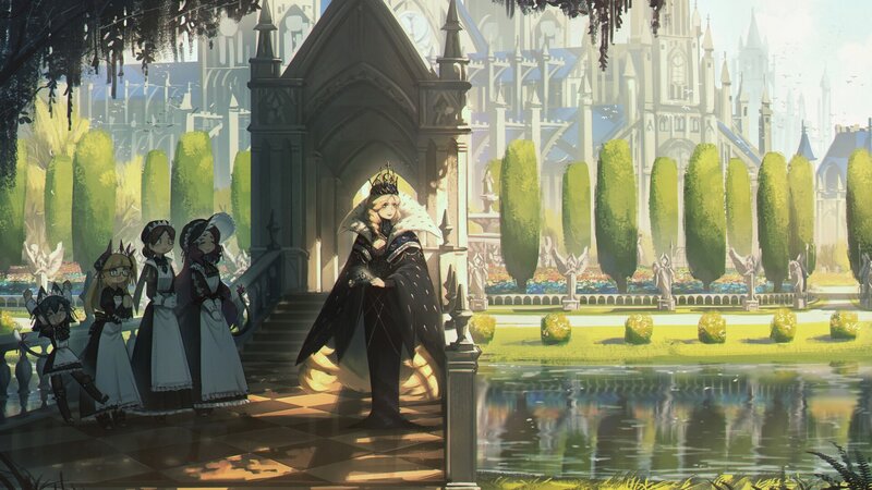 Queen with Maids in Garden