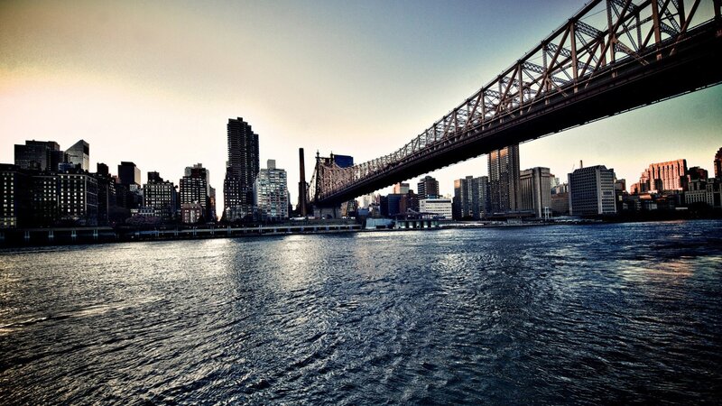 Queensboro Bridge at Dusk — Blue, Dramatic
