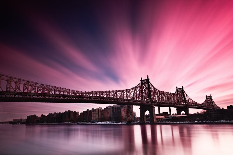 Queensboro Bridge at Dusk — Pink, Dramatic, Sunset