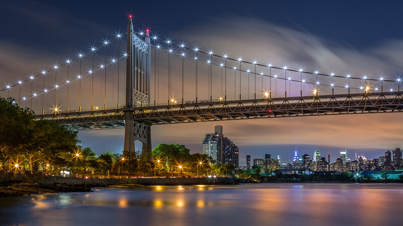 Queensboro Bridge at Night — Blue, Dramatic