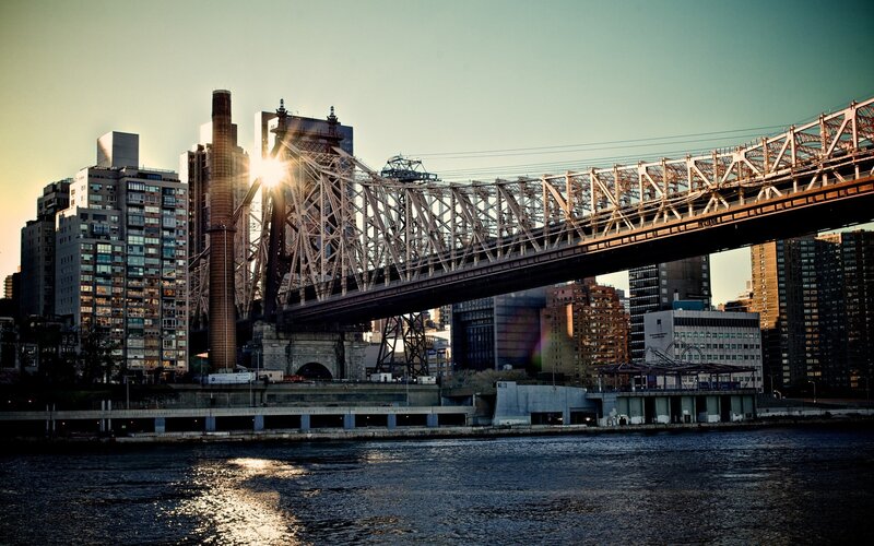 Queensboro Bridge at Sunset — Blue, Dramatic
