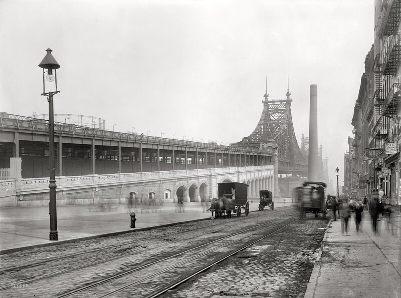 Queensboro Bridge construction scene