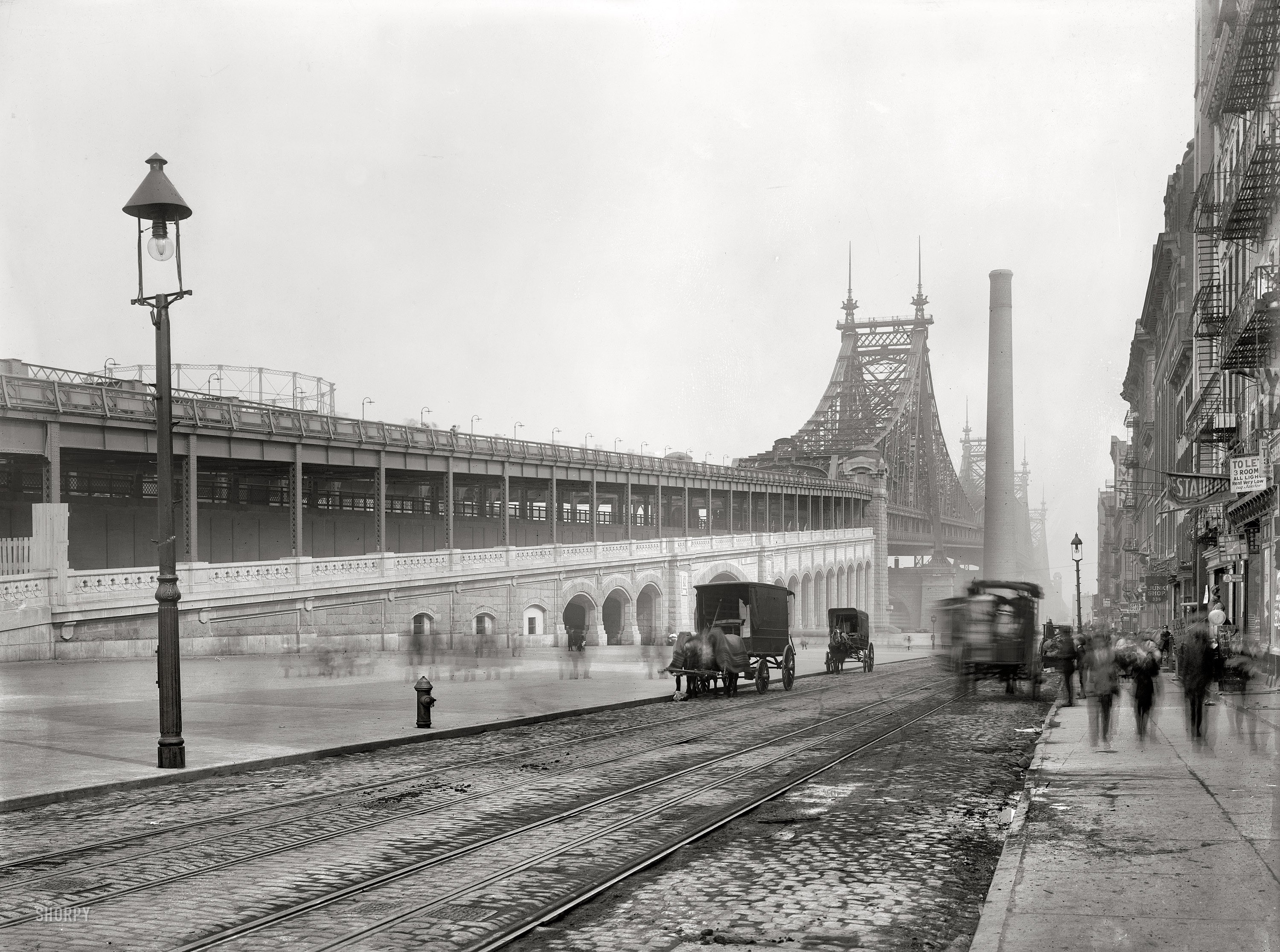 Queensboro Bridge construction scene