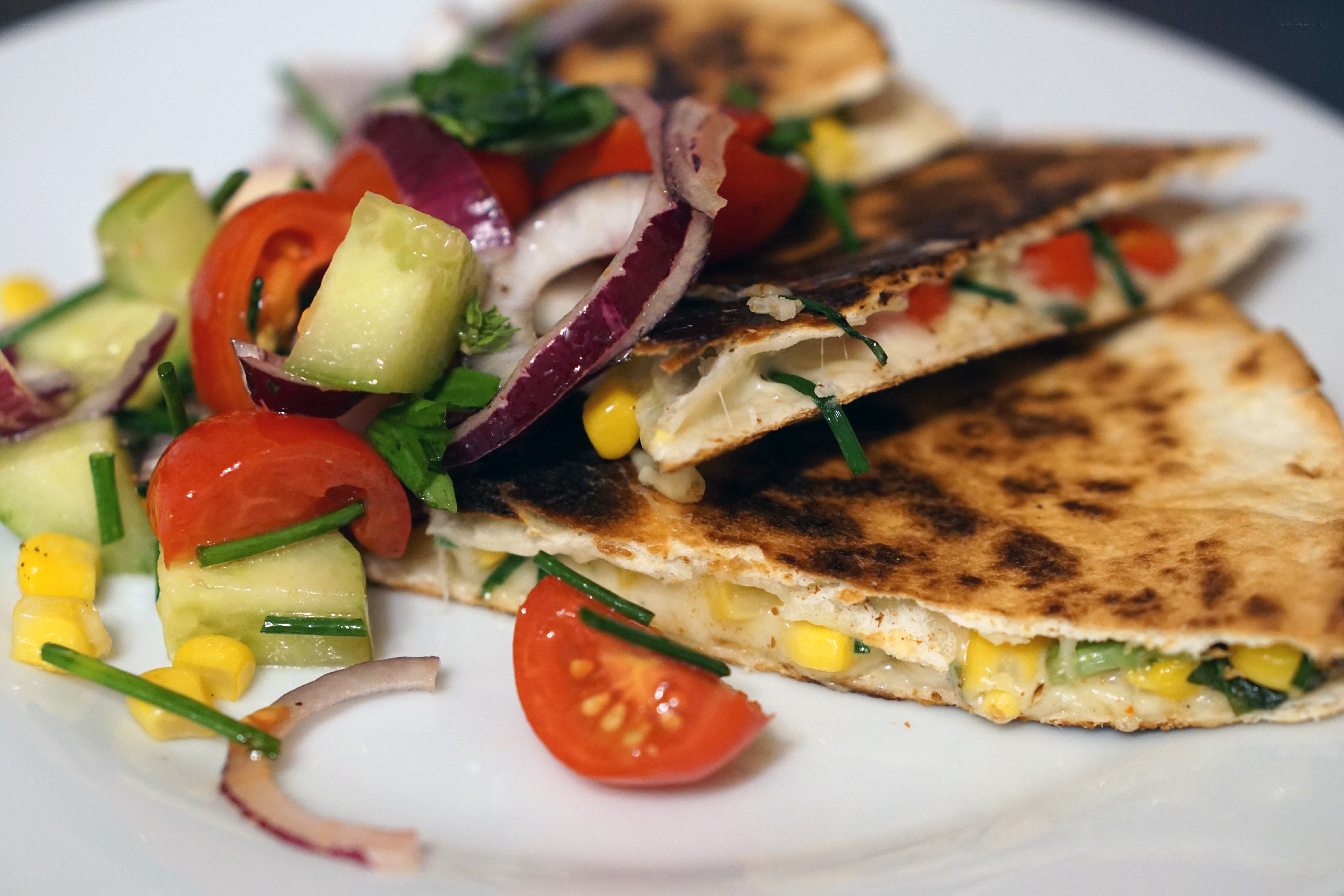 quesadillas with fresh salad