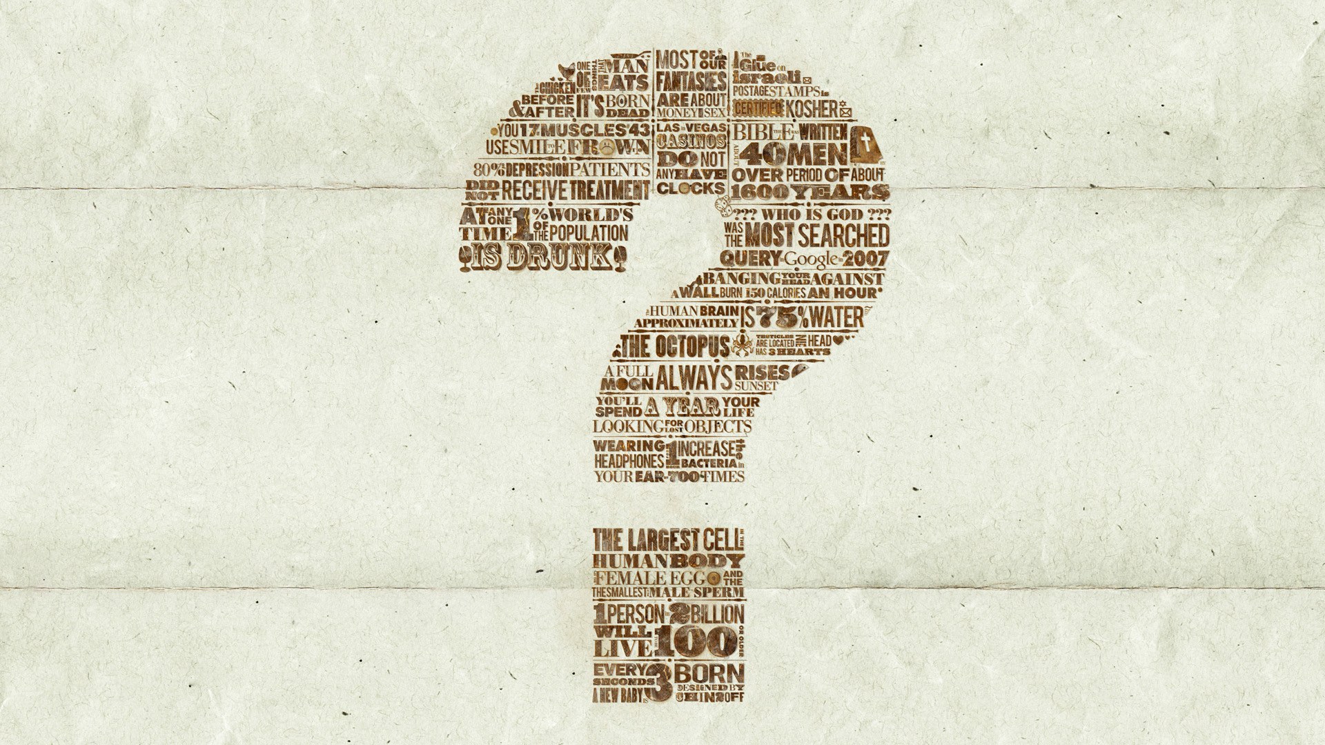 Question mark made of facts