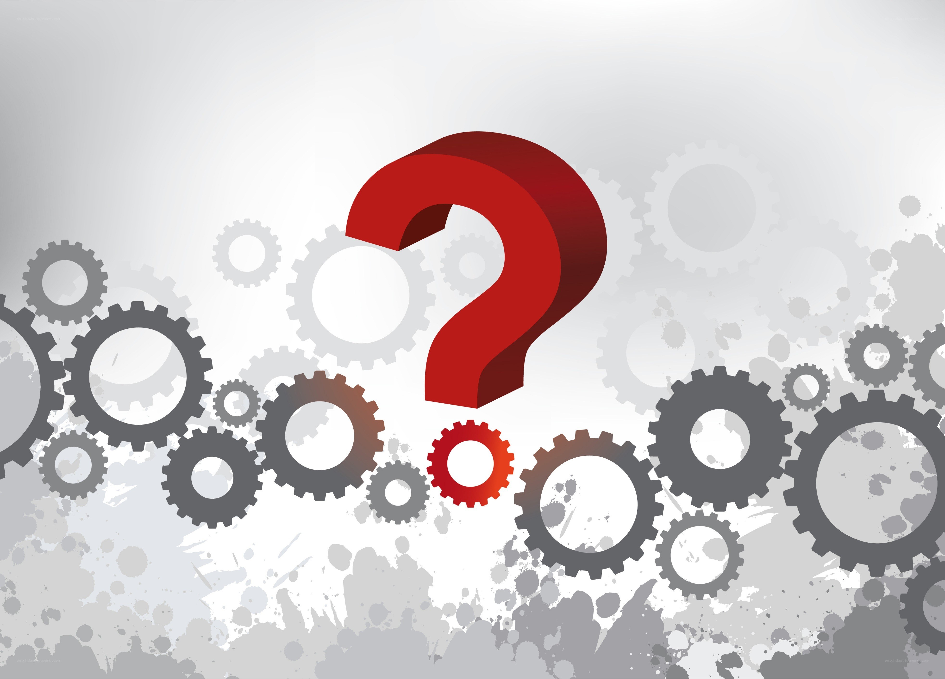 question mark with gears