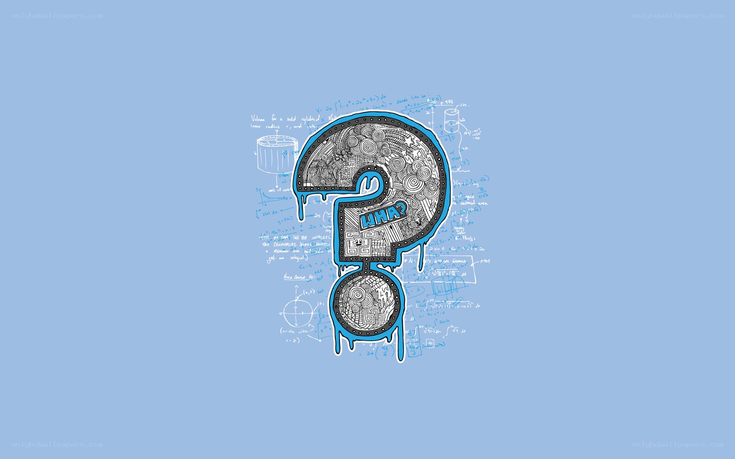 question mark with math doodles