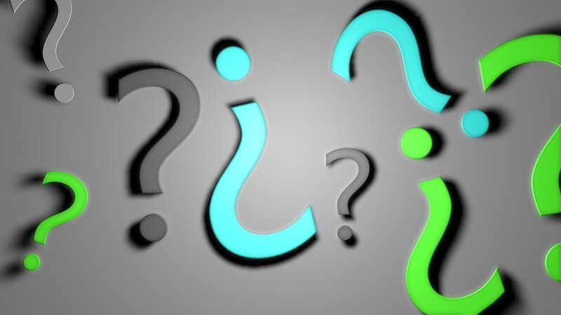 question marks in various colors