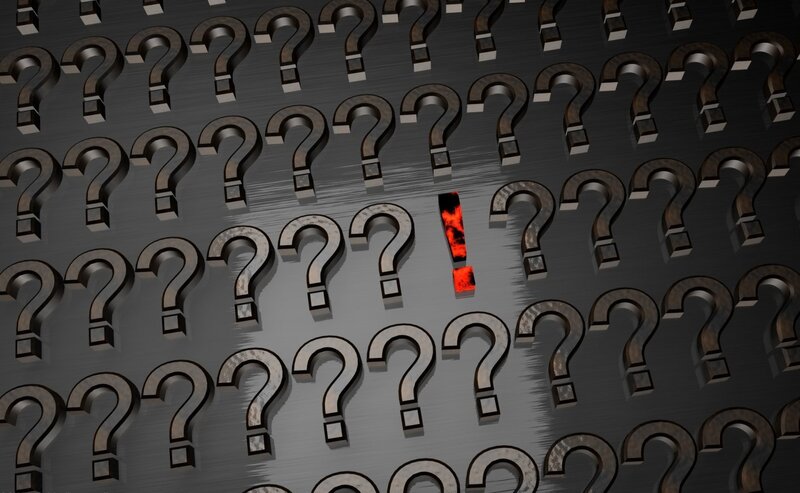 question marks with one exclamation