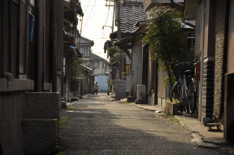 Quiet alley in a traditional Japanese town