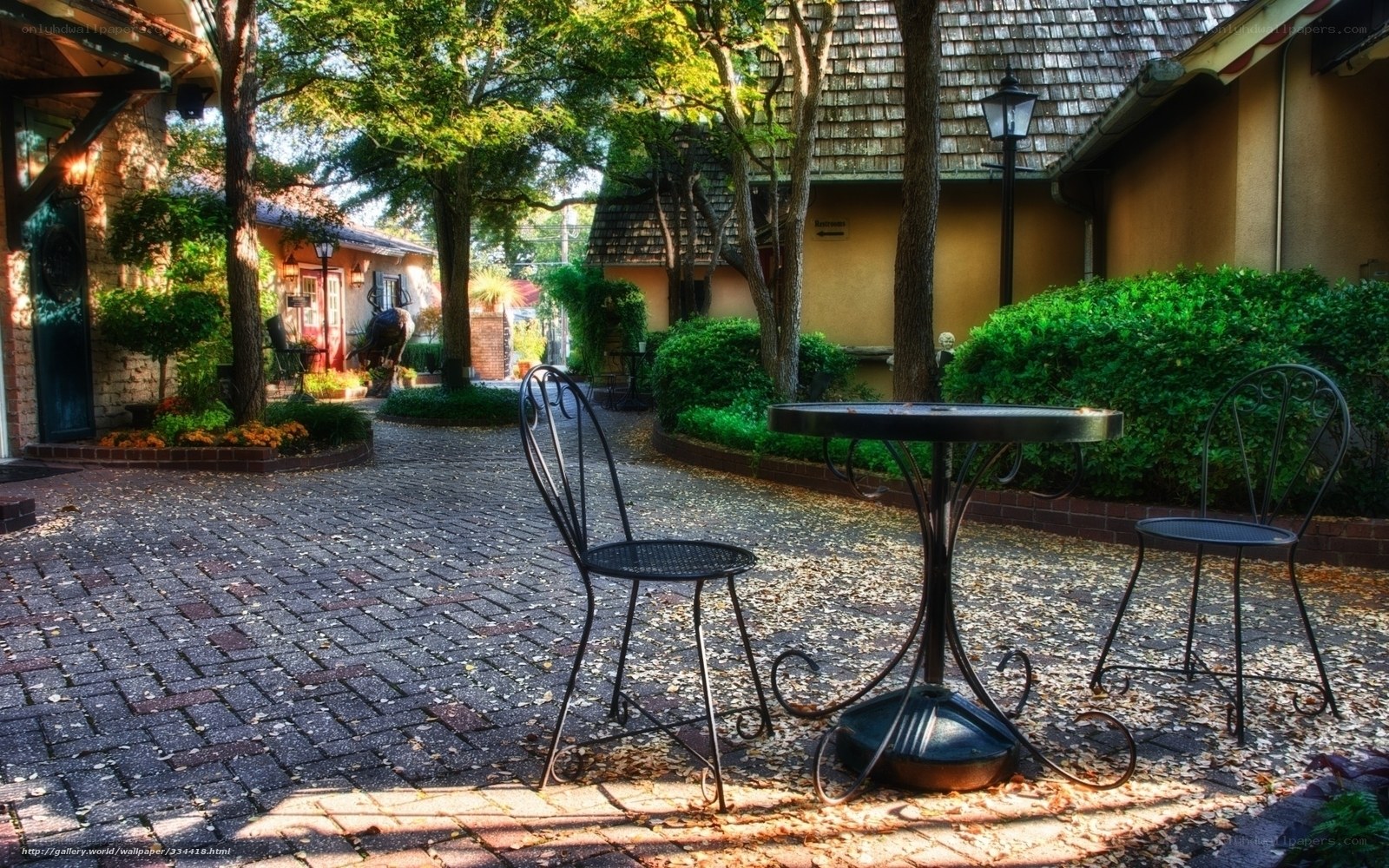 Quiet courtyard with table and chairs