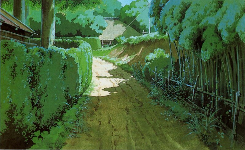 Quiet forest path scene