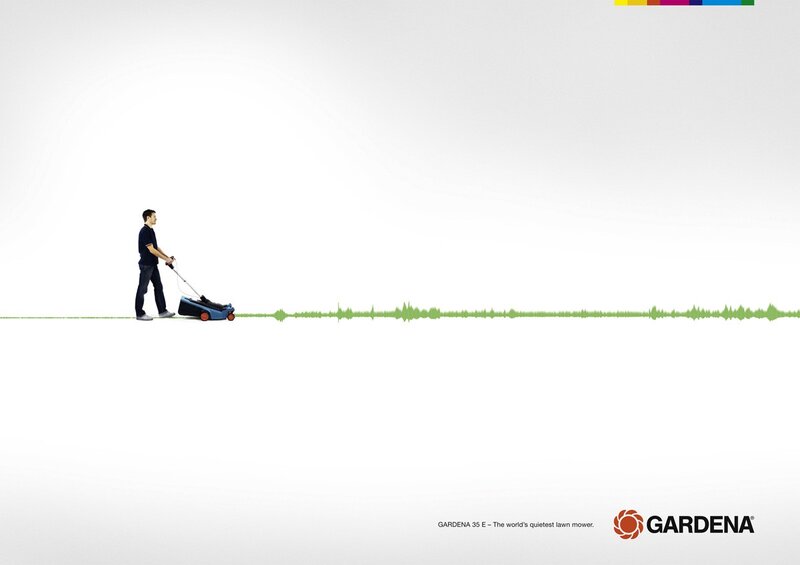 quiet lawn mower ad
