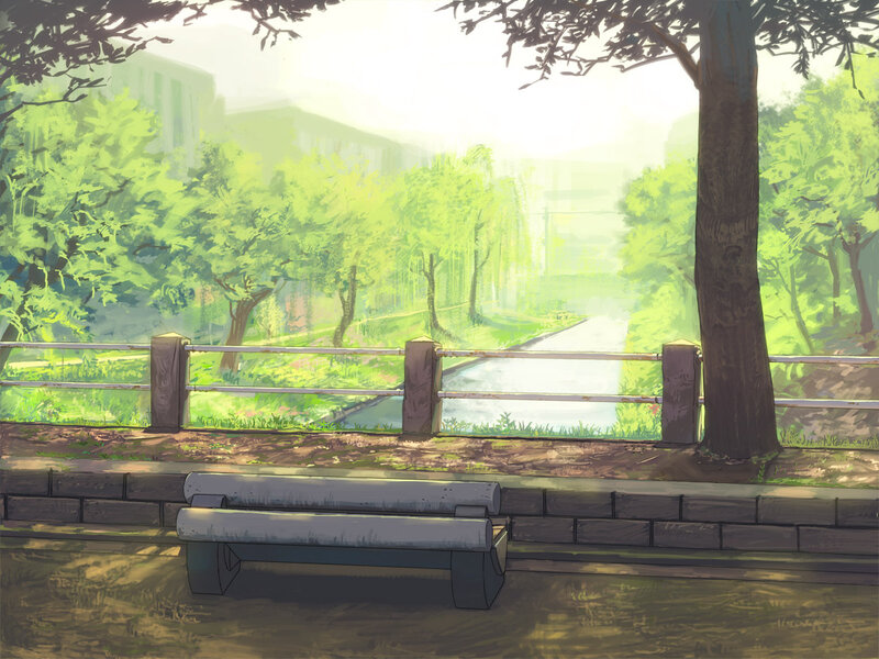 Quiet park bench scene