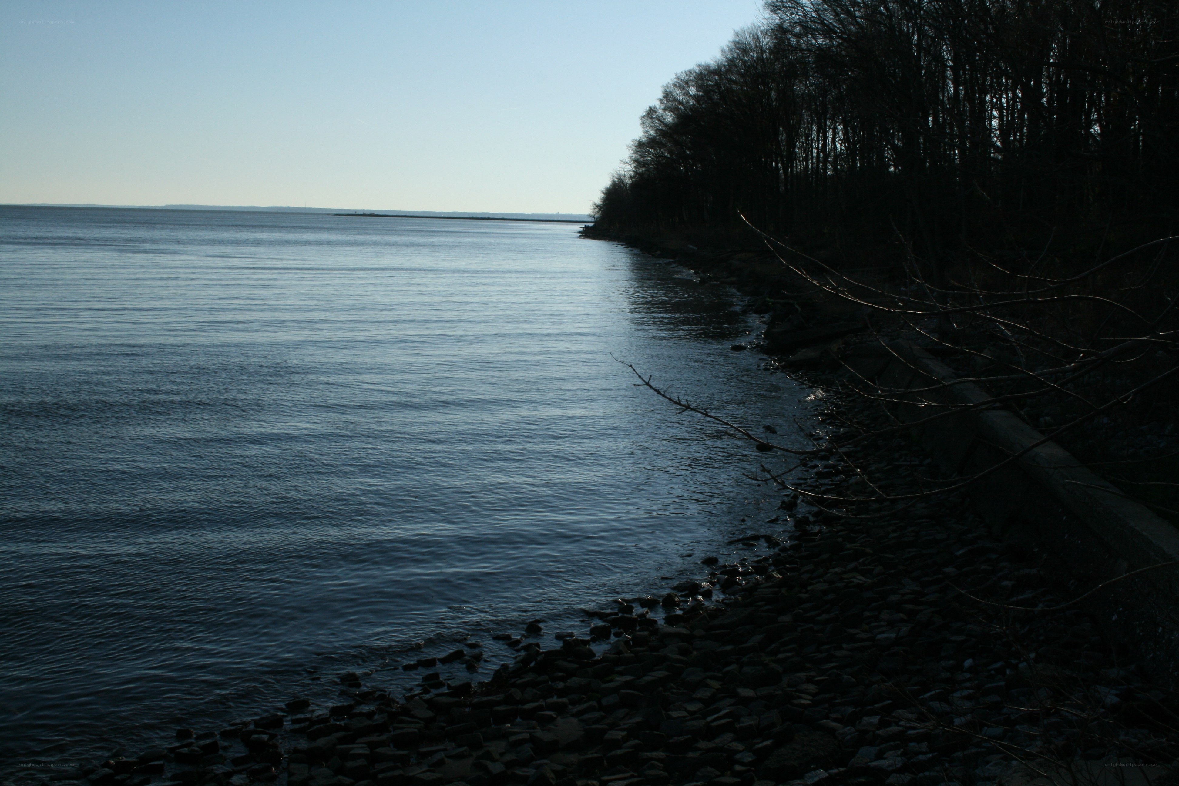 quiet riverbank at dusk