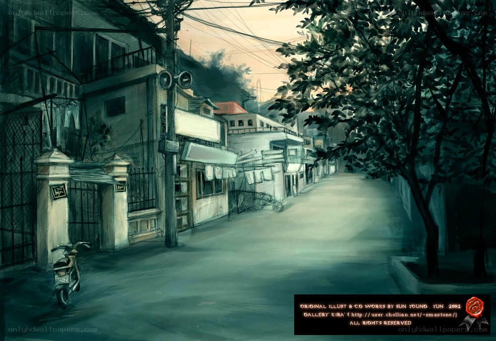Quiet street at dusk