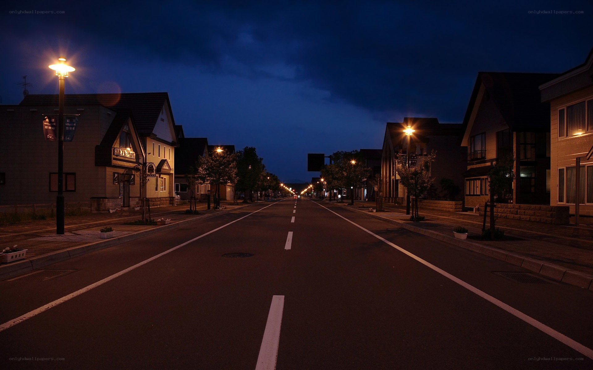 Quiet street at dusk