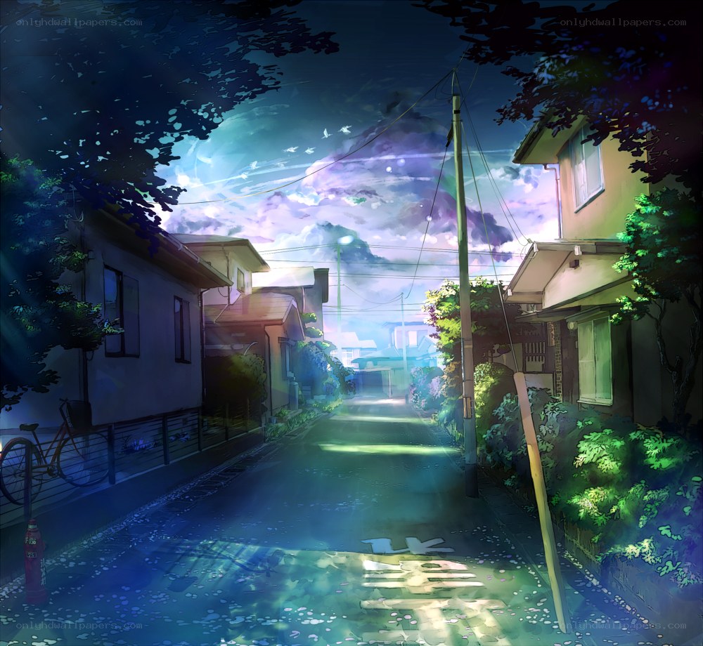 Quiet street at twilight