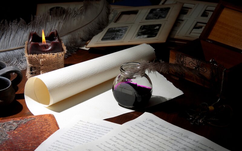 Quill Pen and Ink Setup