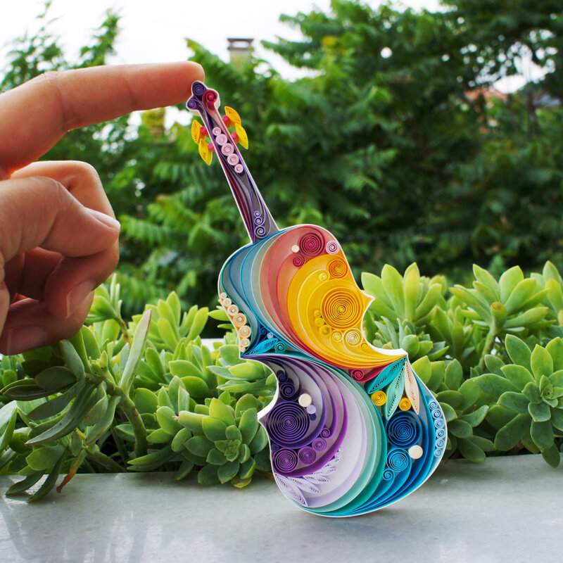 Quilled Violin Sculpture